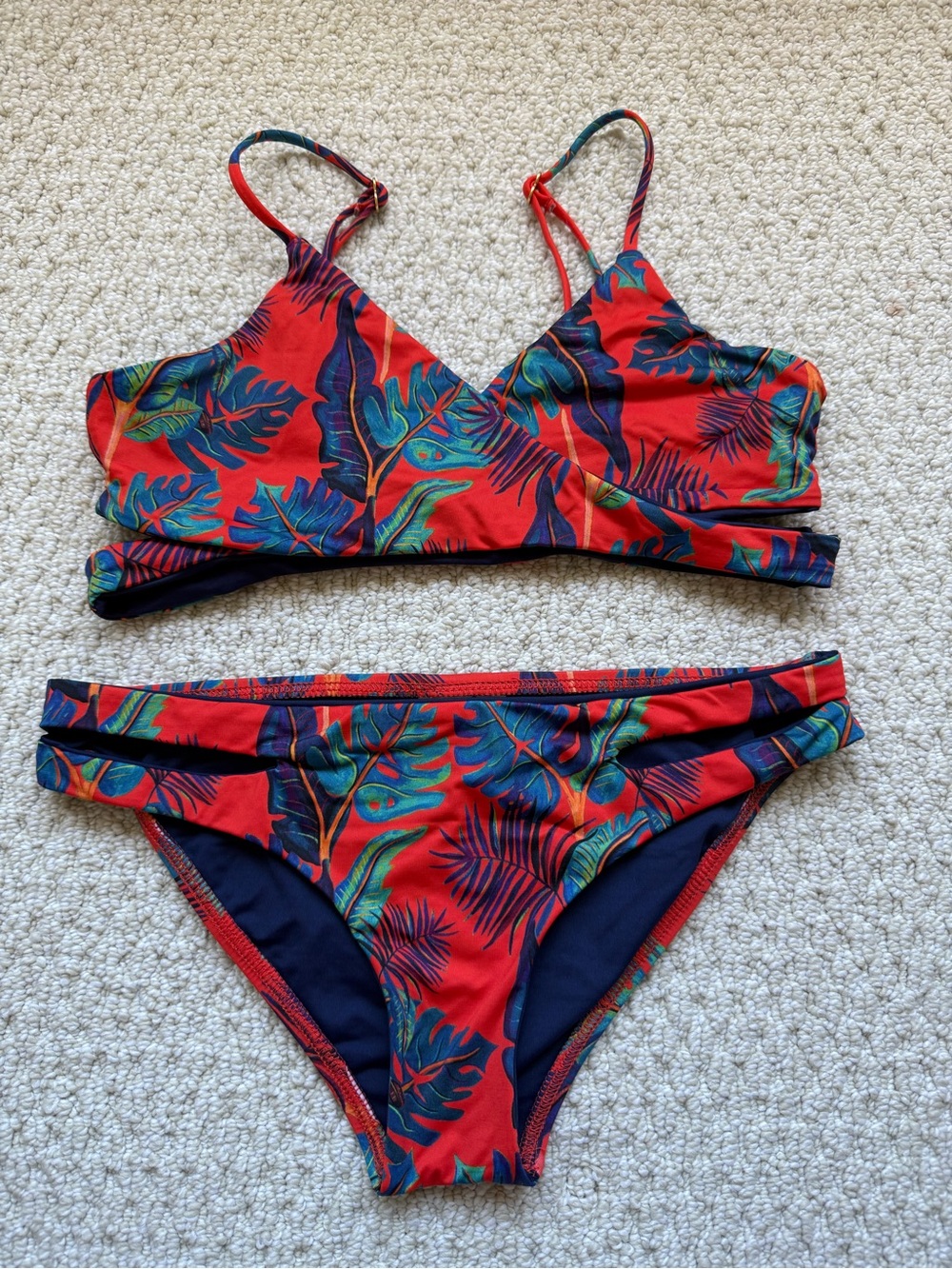 L*Space Rocky Bikini Top and Estella Bikini Bottom in Persimmon size D and Small